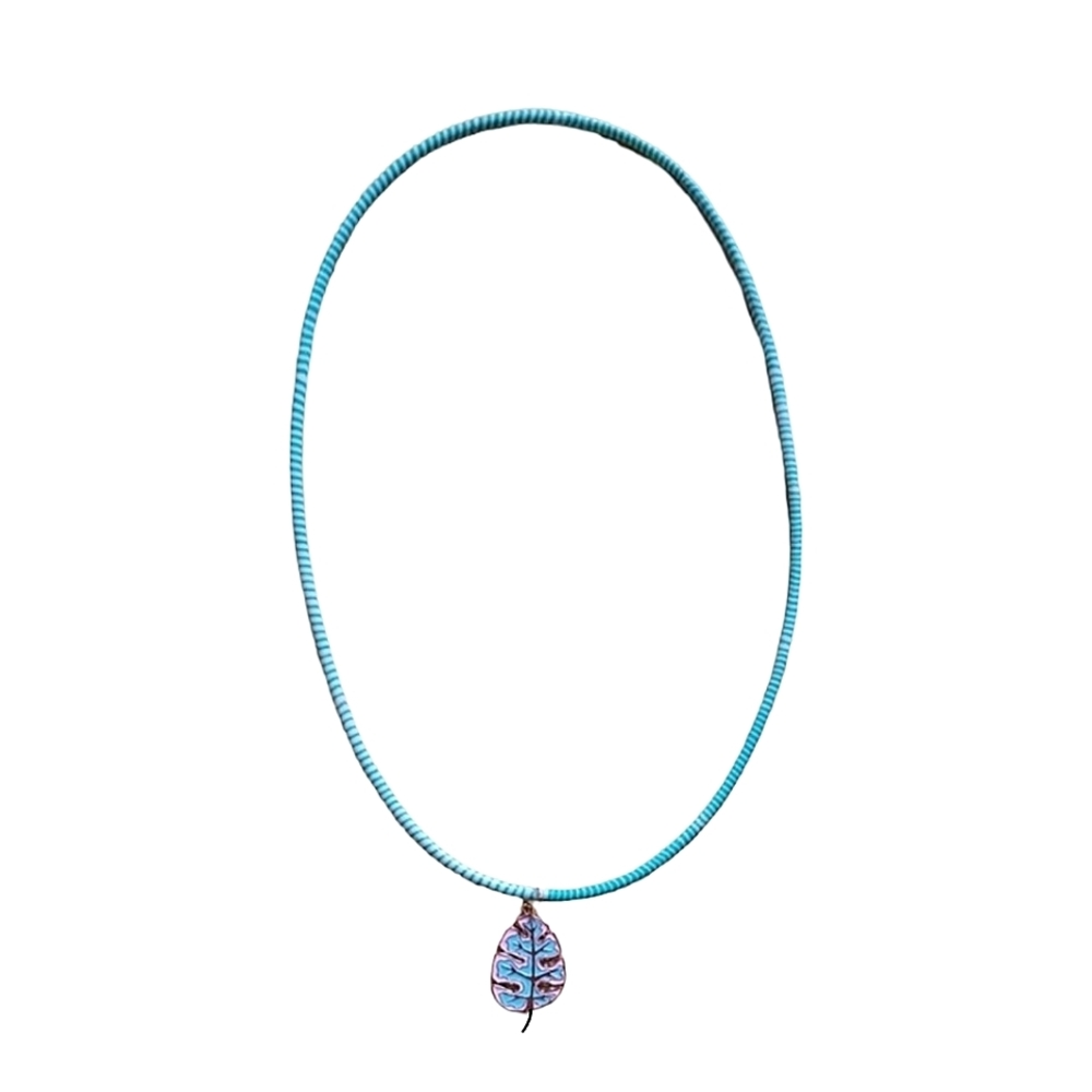 Leaf Pendant Striped Free Trade Necklace